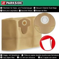 PARKSIDE 10 Pakrside Sac D'aspirateur 30 L PNTS 1500 C4 Lidl IAN 284950 Brun 906-02 -Aspirateur et sac Soldes 14891334 4