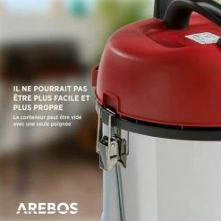 AREBOS Aspirateur Industriel | Aspirateur Eau Et Poussière | Aspirateur Sec Et Humide | 1800W | 30L | Acier Inoxydable - Noir/rouge -Aspirateur et sac Soldes 16033473 5