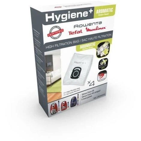 Lot De 4 Sacs (hygiène + Anti-odeur) Pour Aspirateurs Compact Power, X-Trem Power, Silence Force, Silence Force Compact Rowenta 1 Lot De 4 Sacs (hygiène + Anti-odeur) Pour Aspirateurs Compact Power, X-Trem Power, Silence Force, Silence Force Compact Rowenta