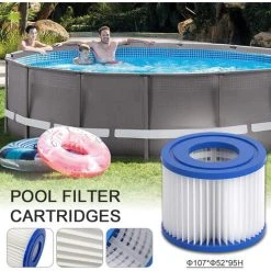 ASUPERMALL Piscine Filtre Cartouches Pour Intex Type D Filtre A Cartouche Piscine Epurateurs Remplacement, 1.07X5.2X9.5Cm