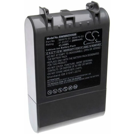 Vhbw Batterie Compatible Avec Dyson SV11, V7, V7 Animal, V7 Motorhead Pro Aspirateur, Robot électroménager (2000mAh, 21,6V, Li-ion) 3 Vhbw Batterie Compatible Avec Dyson SV11, V7, V7 Animal, V7 Motorhead Pro Aspirateur, Robot électroménager (2000mAh, 21,6V, Li-ion) – Image 3