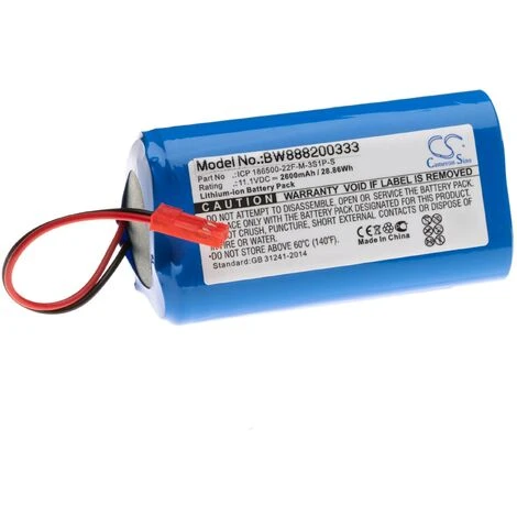 Vhbw Batterie Remplacement Pour Electropan ICP 186500-22F-M-3S1P-S Pour Robot électroménager (2600mAh, 11,1V, Li-ion) 1 Vhbw Batterie Remplacement Pour Electropan ICP 186500-22F-M-3S1P-S Pour Robot électroménager (2600mAh, 11,1V, Li-ion)