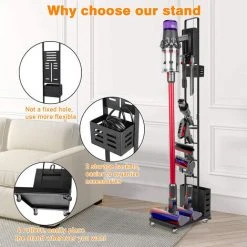 Aqrau Support D'aspirateur Multifonctionnel Sans Poin?on Domestique Noir 22 * ??34 * 131cm -Aspirateur et sac Soldes 35618504 3