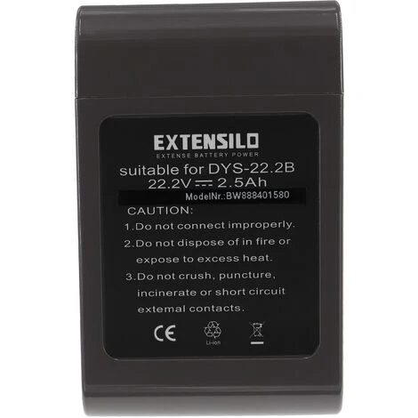 EXTENSILO Batterie Compatible Avec Dyson DC45, DC45 Animalpro, DC44 Exclusive, DC56, DC57 Aspirateur - Type A (2500mAh, 22,2V, Li-ion) 2 EXTENSILO Batterie Compatible Avec Dyson DC45, DC45 Animalpro, DC44 Exclusive, DC56, DC57 Aspirateur - Type A (2500mAh, 22,2V, Li-ion) – Image 2