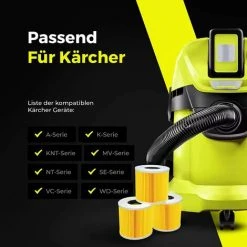 READCLY 2 X Filtre à Cartouche, Aspirateur à Cartouche, Convient Pour Kärcher WD3 Premium WD2 WD3 WD 3 MV3 WD 3 P Kit D'extension De Remplacement 6.414-552.0, 6.414-772.0, 6.414-547.0-lavable -Aspirateur et sac Soldes 48783041 3