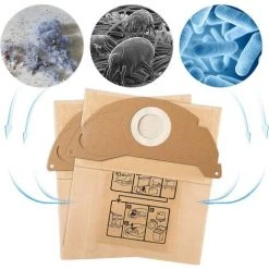 10 Sacs Filtre Remplacement Pour Aspirateur Karcher WD2 MV2 6.904-322.0 WD2250 A2004 A2054，Betterlife -Aspirateur et sac Soldes 48925125 5