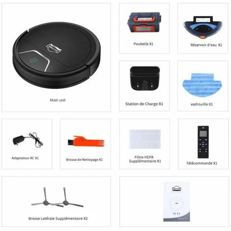Aspirateur Robot Laveur-DEWINNER Multifonction 2 En 1 Intelligent Machine De Nettoyage - Noir 2 Aspirateur Robot Laveur-DEWINNER Multifonction 2 En 1 Intelligent Machine De Nettoyage - Noir – Image 2