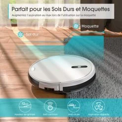 APOSEN Aspirateur Robot, Robot Aspirateur Avec Navigation Gyroscopique, Cartographie, 4 Modes De Nettoyage，Auto-charge -Aspirateur et sac Soldes 51137799 5