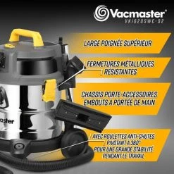 VACMASTER PROFESSIONAL Aspirateur Eau Et Poussières 1600W - 20L Inox - 27 Kpa Avec Prise Intégrée 7 VACMASTER PROFESSIONAL Aspirateur Eau Et Poussières 1600W - 20L Inox - 27 Kpa Avec Prise Intégrée -Aspirateur et sac Soldes 55298737 4