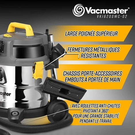 VACMASTER PROFESSIONAL Aspirateur Eau Et Poussières 1600W - 20L Inox - 27 Kpa Avec Prise Intégrée 4 VACMASTER PROFESSIONAL Aspirateur Eau Et Poussières 1600W - 20L Inox - 27 Kpa Avec Prise Intégrée – Image 4