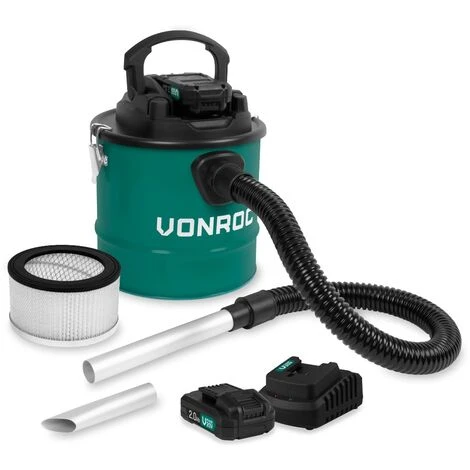 VONROC Aspirateur à Cendres 20V - Réservoir 12L - Filtre HEPA – 2 Batteries 2.0Ah Et Chargeur Rapide Inclus 1 VONROC Aspirateur à Cendres 20V - Réservoir 12L - Filtre HEPA – 2 Batteries 2.0Ah Et Chargeur Rapide Inclus