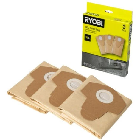 Lot De 3 Sacs Poussière RYOBI - 30 L - RAKVACDB30 1 Lot De 3 Sacs Poussière RYOBI - 30 L - RAKVACDB30