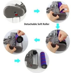 STOMO Tête De Nettoyage à Rouleau Souple De Remplacement Pour Dyson V7 V8 V10 V11 V15 Aspirateurs Sans Fil, Accessoire De Brosse à Plancher Avec Phares à LED -Aspirateur et sac Soldes 57002808 4