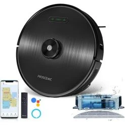 PROSCENIC M8 - Aspirateur Robot Laveur - Aspiration Forte 3000Pa - Cartographie Et Navigation Laser - Débit D'Eau Réglable