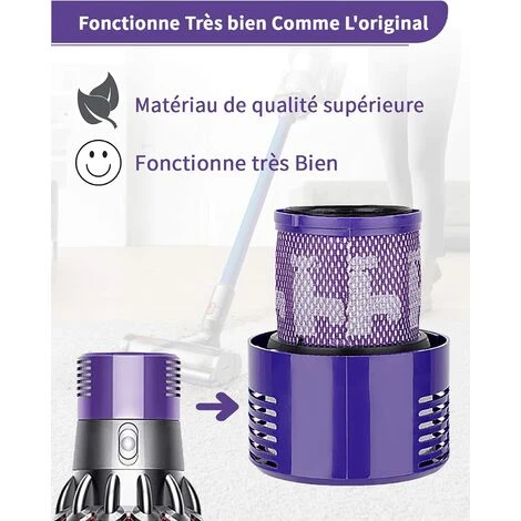 EINEMGELD Filtre De Rechange Pour Dyson V10 SV12 Cyclone Aspirateurs Pièce De Rechange Pour Filtre à Vide Lavable Compatible Avec Dyson V10 Aspirateur Sans Fil Cyclone Animal Absolute Total Aspirateur 2Pack 2 EINEMGELD Filtre De Rechange Pour Dyson V10 SV12 Cyclone Aspirateurs Pièce De Rechange Pour Filtre à Vide Lavable Compatible Avec Dyson V10 Aspirateur Sans Fil Cyclone Animal Absolute Total Aspirateur 2Pack – Image 2