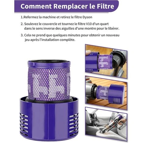 EINEMGELD Filtre De Rechange Pour Dyson V10 SV12 Cyclone Aspirateurs Pièce De Rechange Pour Filtre à Vide Lavable Compatible Avec Dyson V10 Aspirateur Sans Fil Cyclone Animal Absolute Total Aspirateur 2Pack 5 EINEMGELD Filtre De Rechange Pour Dyson V10 SV12 Cyclone Aspirateurs Pièce De Rechange Pour Filtre à Vide Lavable Compatible Avec Dyson V10 Aspirateur Sans Fil Cyclone Animal Absolute Total Aspirateur 2Pack – Image 5