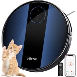 ULTENIC D5 - Aspirateur Robot Ultramince - Aspiration De 3000 Pa - Batterie 2600mAh - Connecté Bluetooth Et WIFI - Convient Aux Personnes âgées