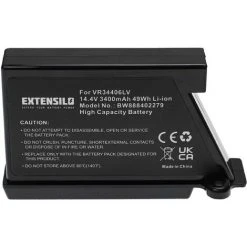 EXTENSILO Batterie Compatible Avec LG Hom-Bot VR1128R, VR1128SIL, VR1227R, VR1129RB Aspirateur, Robot électroménager (3400mAh, 14,4V, Li-ion)