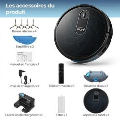INLIFE Aspirateur Robot Et Laveur 2 En 1 MT-720A Electroménager 3000Pa Aspiration 600ml Capacité Fonctionne Avec WiFi/App/Alexa/Google Idéal Pour Poils D'Animaux -Aspirateur et sac Soldes 60100024 5