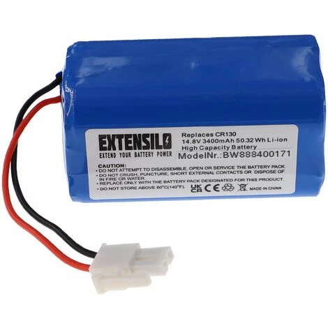 EXTENSILO Batterie Remplacement Pour Ecovacs 4ICR19/65, BL7402A, INR18650-M26-4S1P Pour Aspirateur, Robot électroménager (3400mAh, 14,8V, Li-ion) 1 EXTENSILO Batterie Remplacement Pour Ecovacs 4ICR19/65, BL7402A, INR18650-M26-4S1P Pour Aspirateur, Robot électroménager (3400mAh, 14,8V, Li-ion)