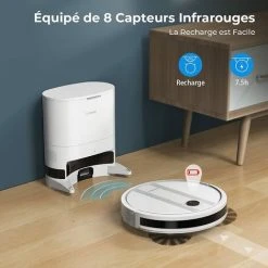 Aspirateur Robot , Laresar Robot Aspirateur Laveur De Sol 3000Pa 3 En 1 Avec Station D'auto-vidage,Balaye,Aspirateur Et Lave,200min D'Autonomie,Contrôle Avec Alexa/APP/Télécommande,pour Poils D'animaux -Aspirateur et sac Soldes 63689793 5