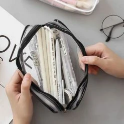 GRID COOL Sac à Crayons Transparent 2 Pièces, Trousse De Toilette Transparente, étui à Crayons , étui à Crayons à Fermeture éclair En PVC Imperméable Transparent Pour Le Stockage De Cosmétiques De Papeterie -Aspirateur et sac Soldes 64420430 5