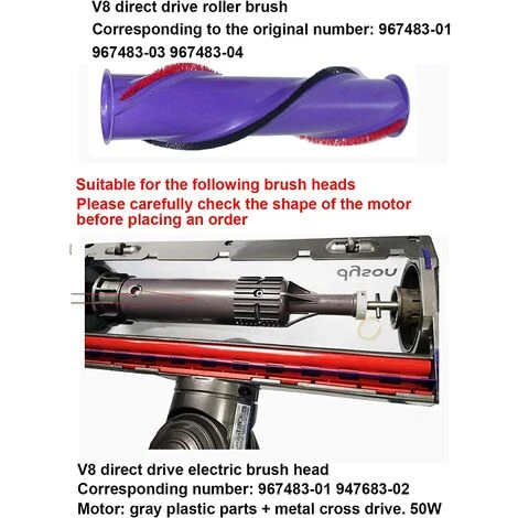 OSQI Brushroll Roller Brush 967485-01 Pour Aspirateur Sans Fil Dyson V8 4 OSQI Brushroll Roller Brush 967485-01 Pour Aspirateur Sans Fil Dyson V8 – Image 4